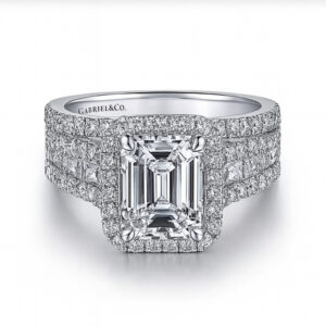 Grand Double Halo with Triple-Split Pavé Band